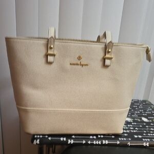 Nicole Cream Classic Tote with Gold Accents